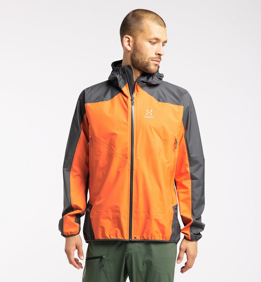 Haglöfs Mens L.I.M Comp Waterproof Jacket Orange/Black New Zealand 21640QNAE